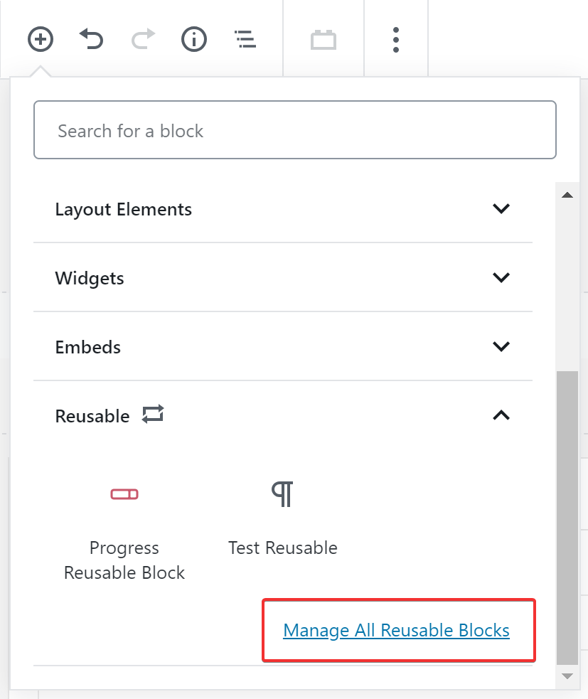 Manage Reusable Blocks